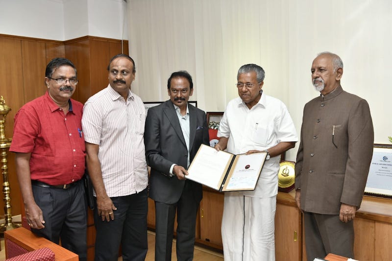 CSR activities of KALS Group - Donation to Kerala Chief Minister for flood relief